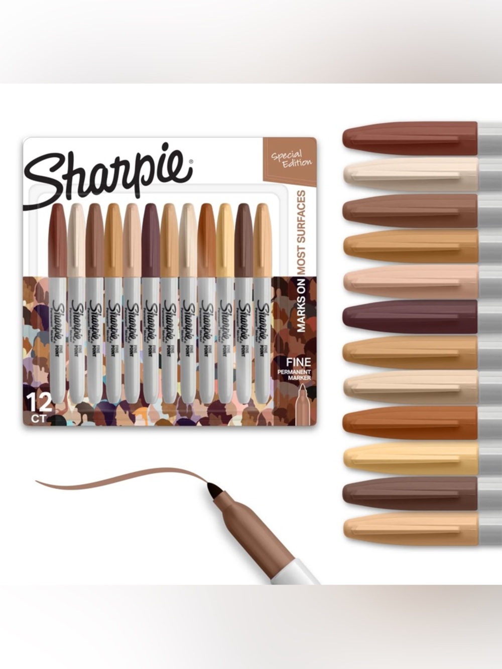 NIB Sharpie skin toned fine tip permanent markers 12 count